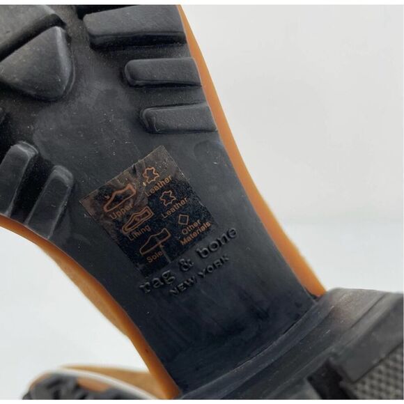 Rag & Bone Shiloh High Heeled Boot Chunky Lug Sole Boot Size 38 / 8 golden brown - Picture 9 of 10